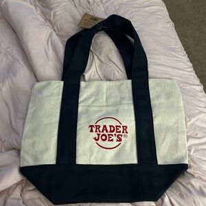 Trader Joe’s mini canvas tote bag navy NWT